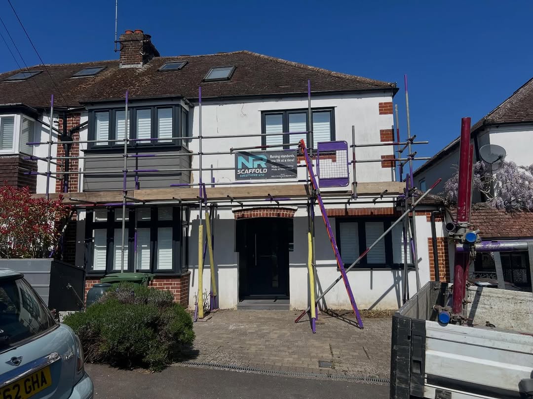 Front elevation scaffold by NR Scaffold Solutions LTD